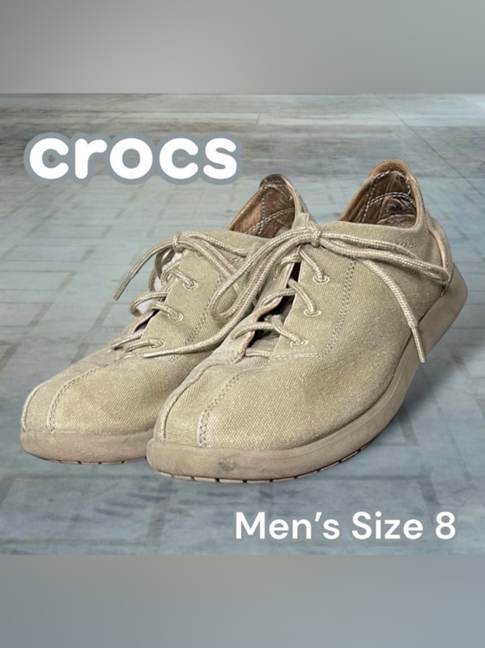 Crocs Khaki Venture Canvas Oxford Lace Up Shoes Men's Size 8 M
